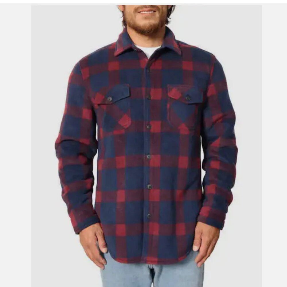 Freedom Foundry Men's Plaid Fleece Jackets Super Plush Sherpa Lined Jacket L